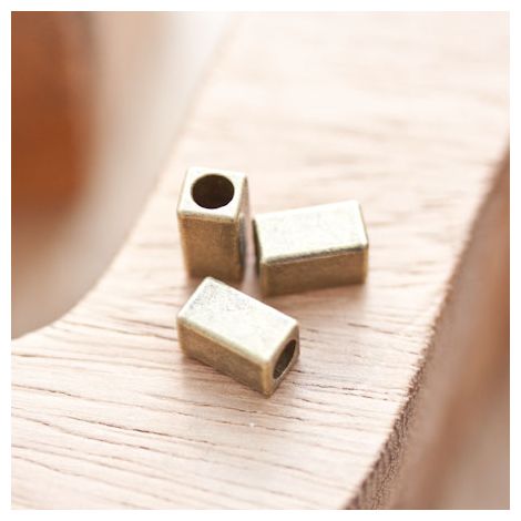 Perle en métal Rectangle 10x5.5mm Tube Bronze vieilli x 8