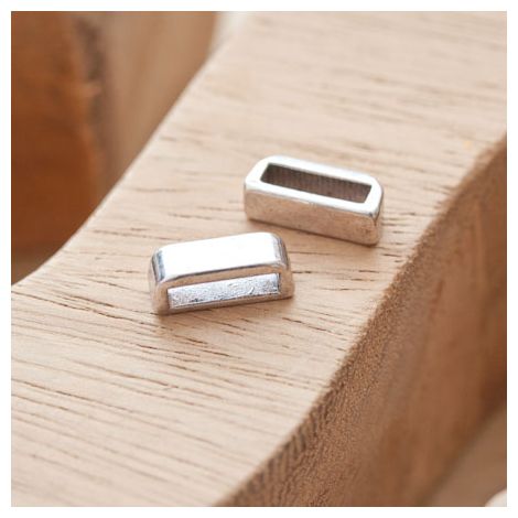 Perle en métal Rectangle 13.5x5mm Coulissant Argent vieilli