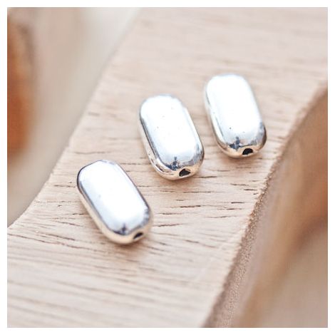 Perle en métal Rectangle 14x8mm Plate arrondie Argent vieilli