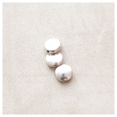 Perle en métal Rond 9mm Plat Argent vieilli