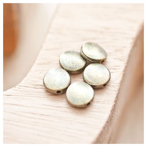 Perle en métal Ronde 9mm Plate Bronze vieilli