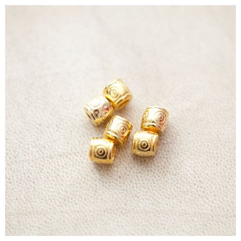 Perle en métal Tube 6.5x6mm Motifs Doré