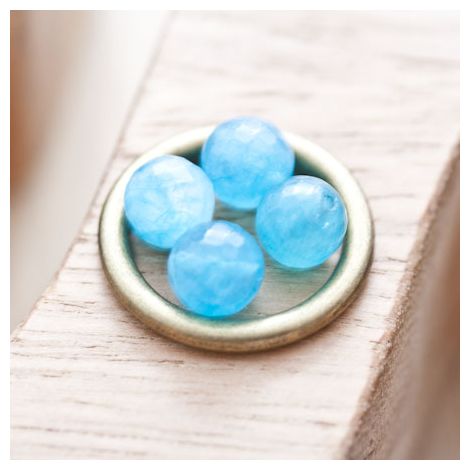 Perle en Quartz Ronde 8mm Facettes Bleu
