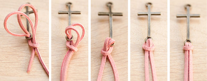 diy creation bijoux bracelet croix suedine