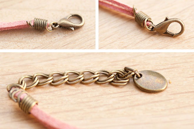 diy creation bijoux bracelet croix suedine