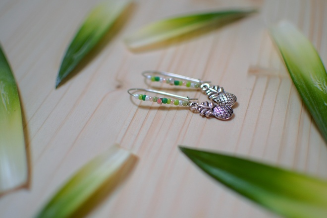 BO ananas perles de rocaille et connecteurs gouttes