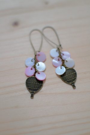 boucles d'oreilles nacre et montgolfi&egrave;res