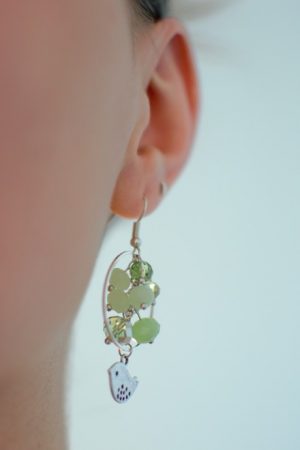 boucle d'oreille oiseau portée